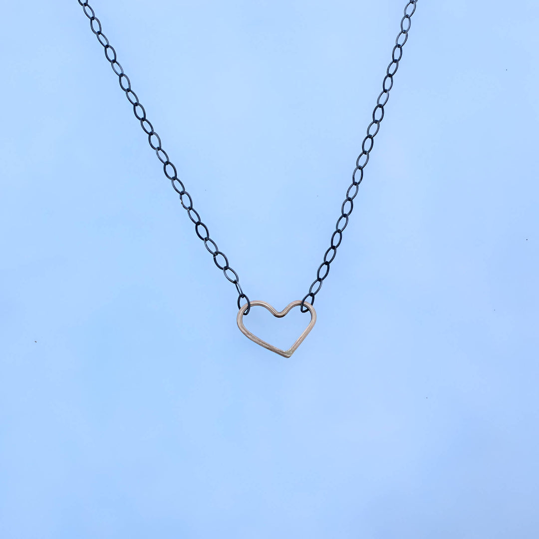 14k Gold Heart Mixed Metal Necklace - Love