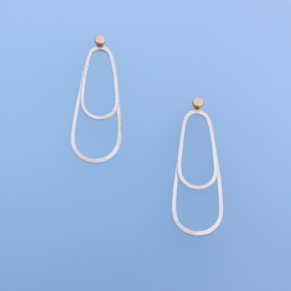 Silver oval earrings gold posts