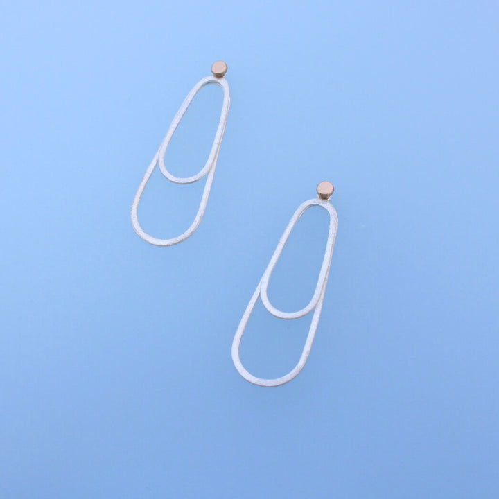 modern mixed metal drop earrings