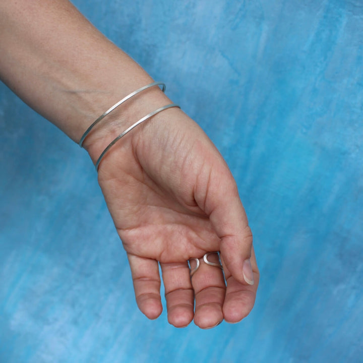 Silver adjustable wire cuff bracelet