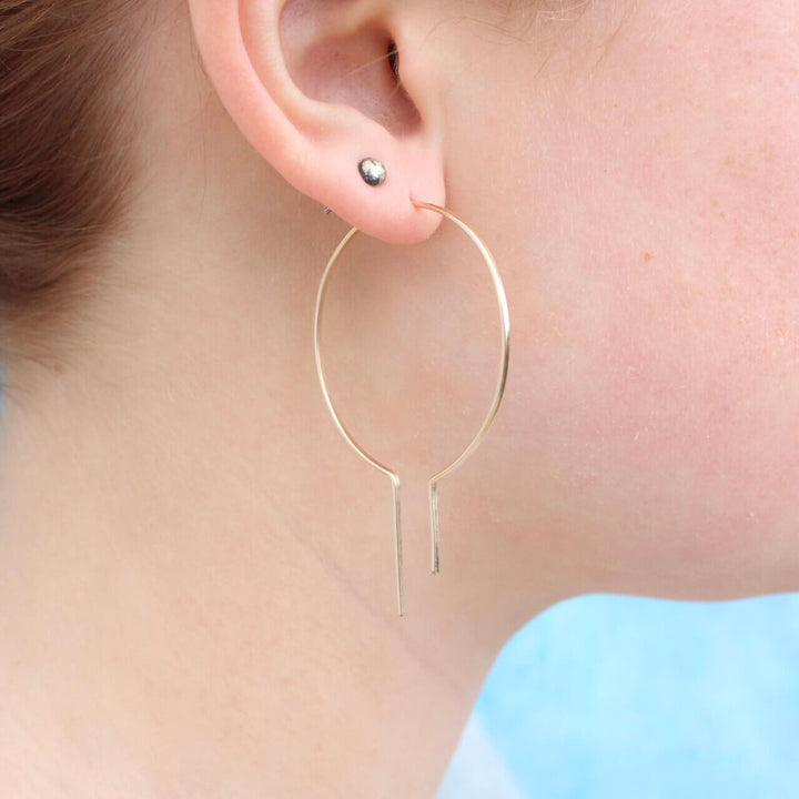 14k gold hoop earrings, 14k rose gold hoop earrings, geometric hoops