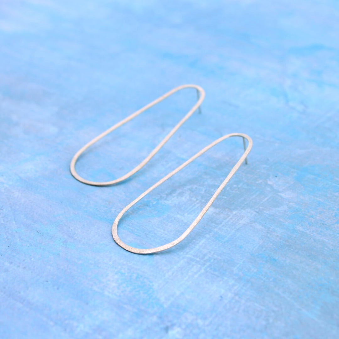 lightweight silver post earrings oval