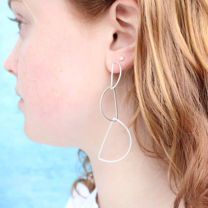 Silver Dangle Post Earrings- Havana