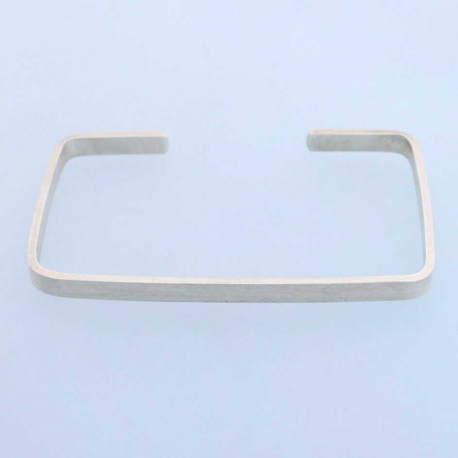 Modern cuff bracelet silver thin rectangle everyday bracelet