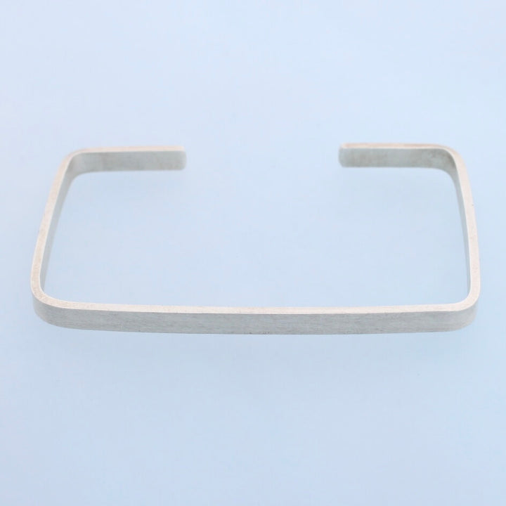 Modern cuff bracelet silver thin rectangle everyday bracelet