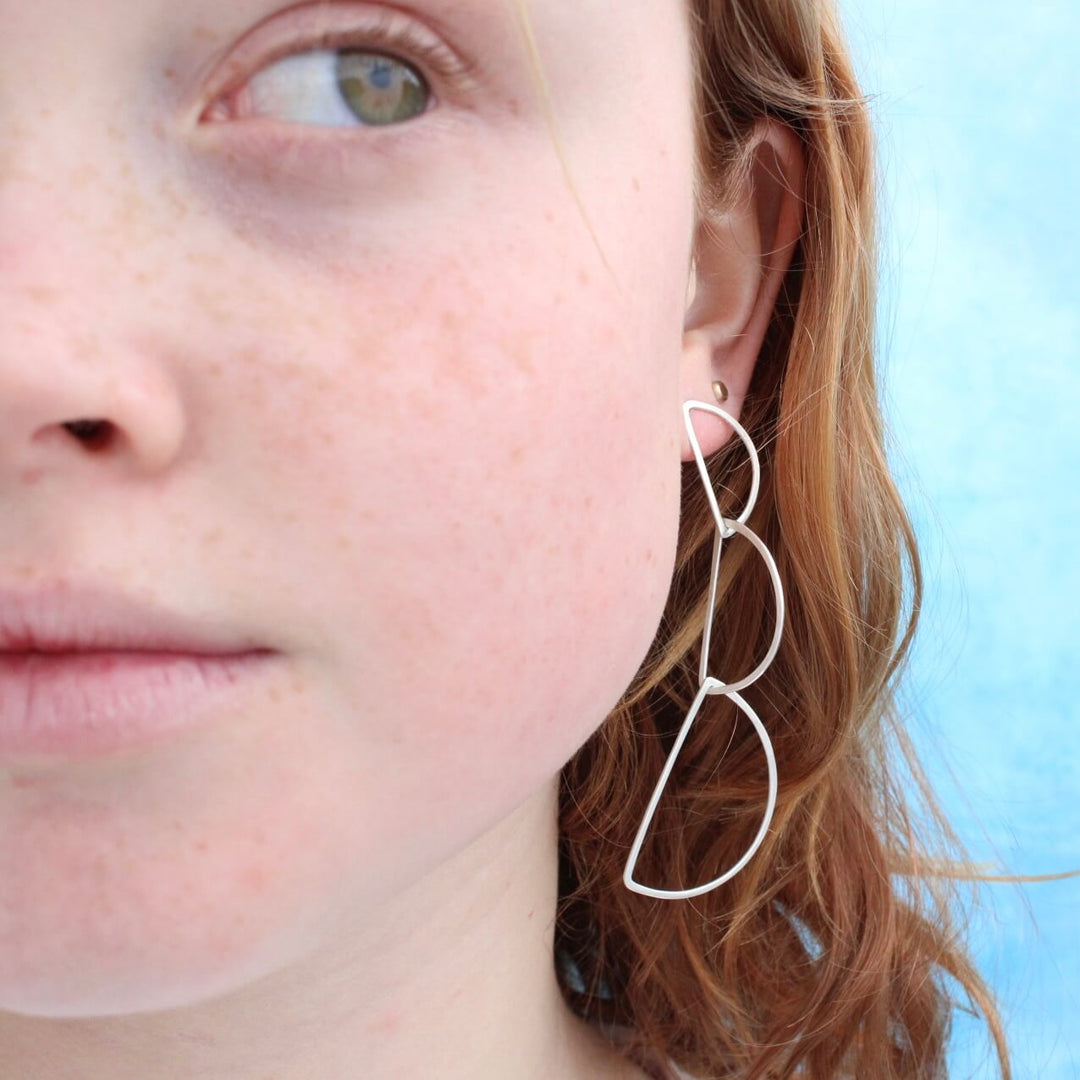 Silver Dangle Post Earrings- Havana