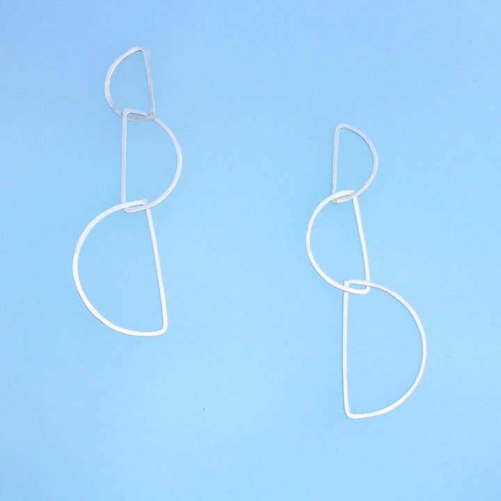 Silver Dangle Post Earrings- Havana