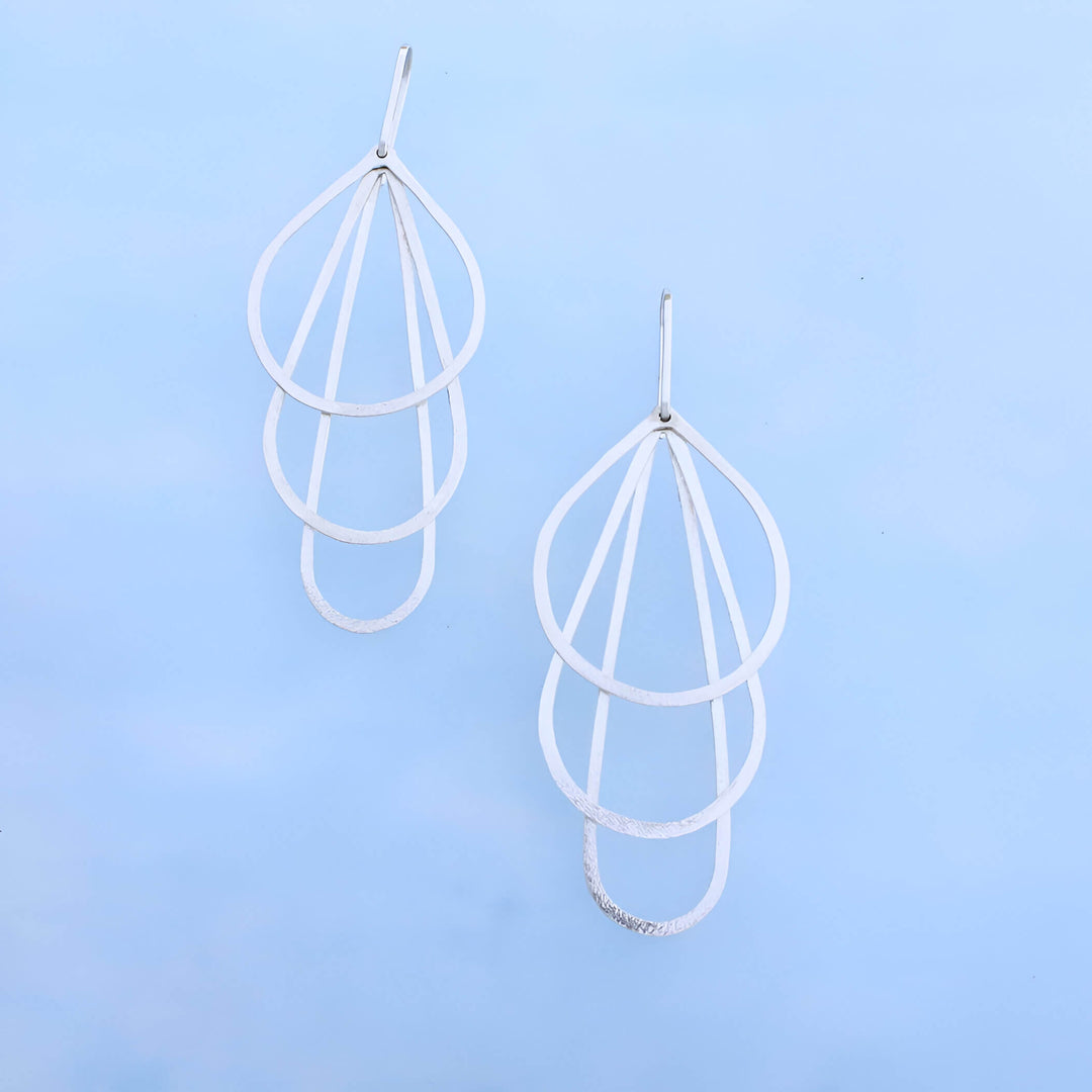 Triple teardrop earrings sterling silver dangles