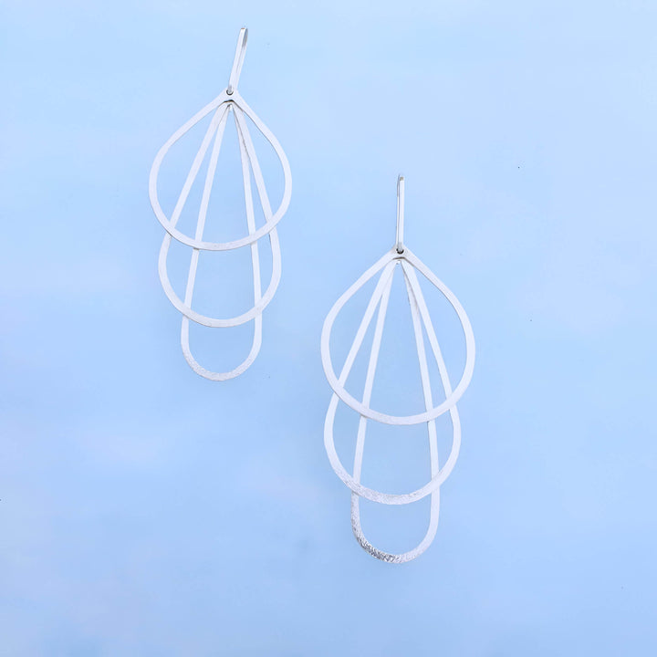 Triple teardrop earrings sterling silver dangles