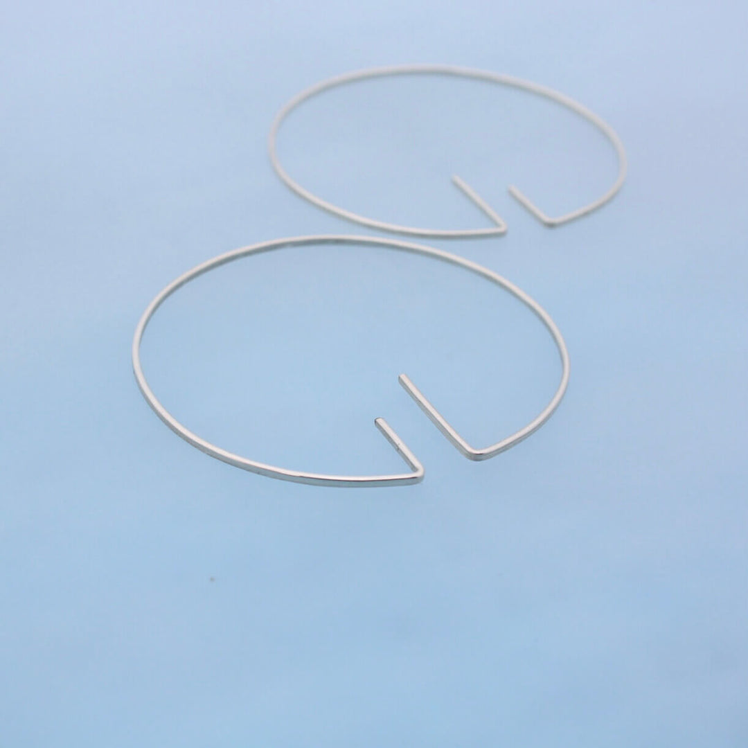 Minimal earrings, recycled sterling silver open hoops, art deco inspired, contemporary earrings, 1.75 in