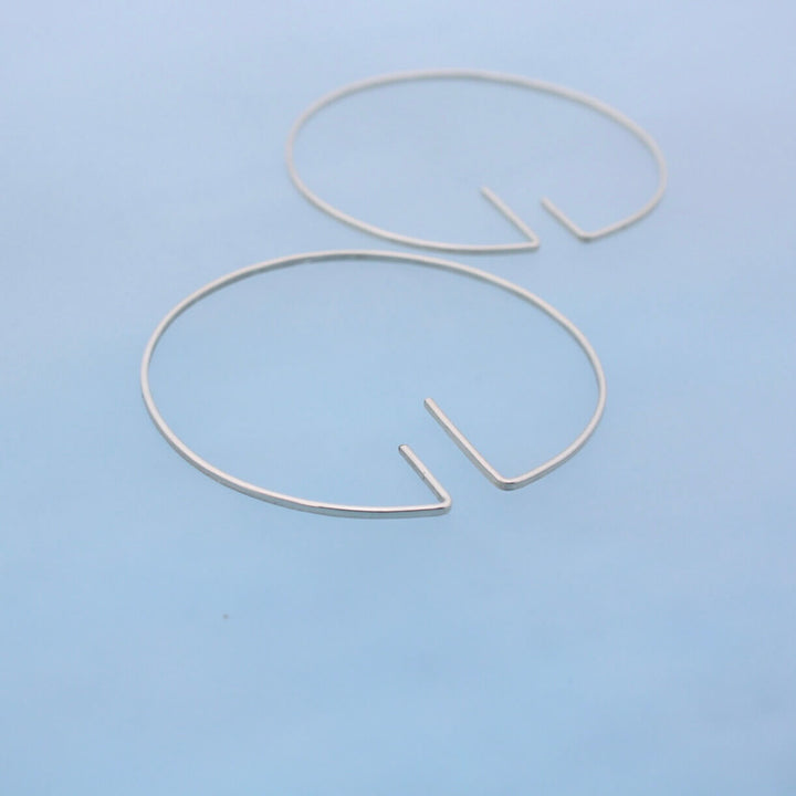 Minimal earrings, recycled sterling silver open hoops, art deco inspired, contemporary earrings, 1.75 in