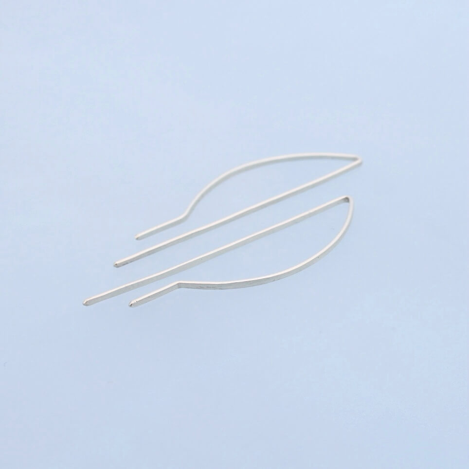 minimal silver earrings, semi circle hoops