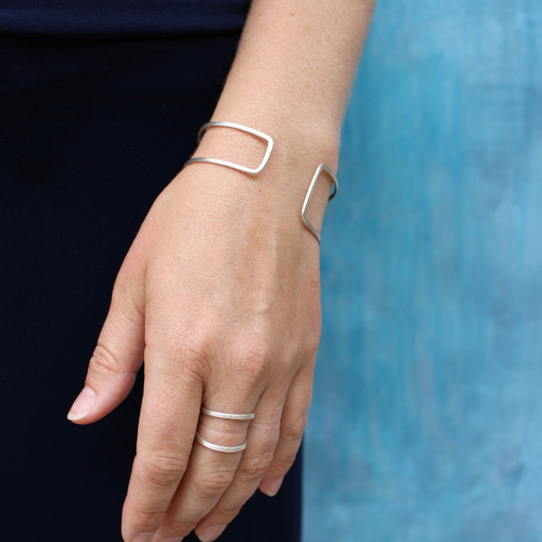 Modern sterling silver cuff bracelet 