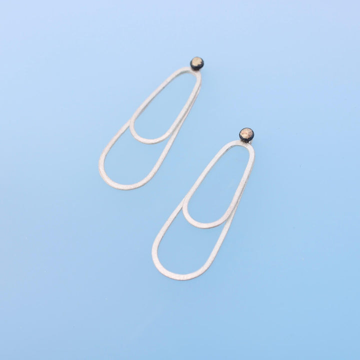 Convertible Mixed Metal Geometric Earrings - Manta 3-in-1
