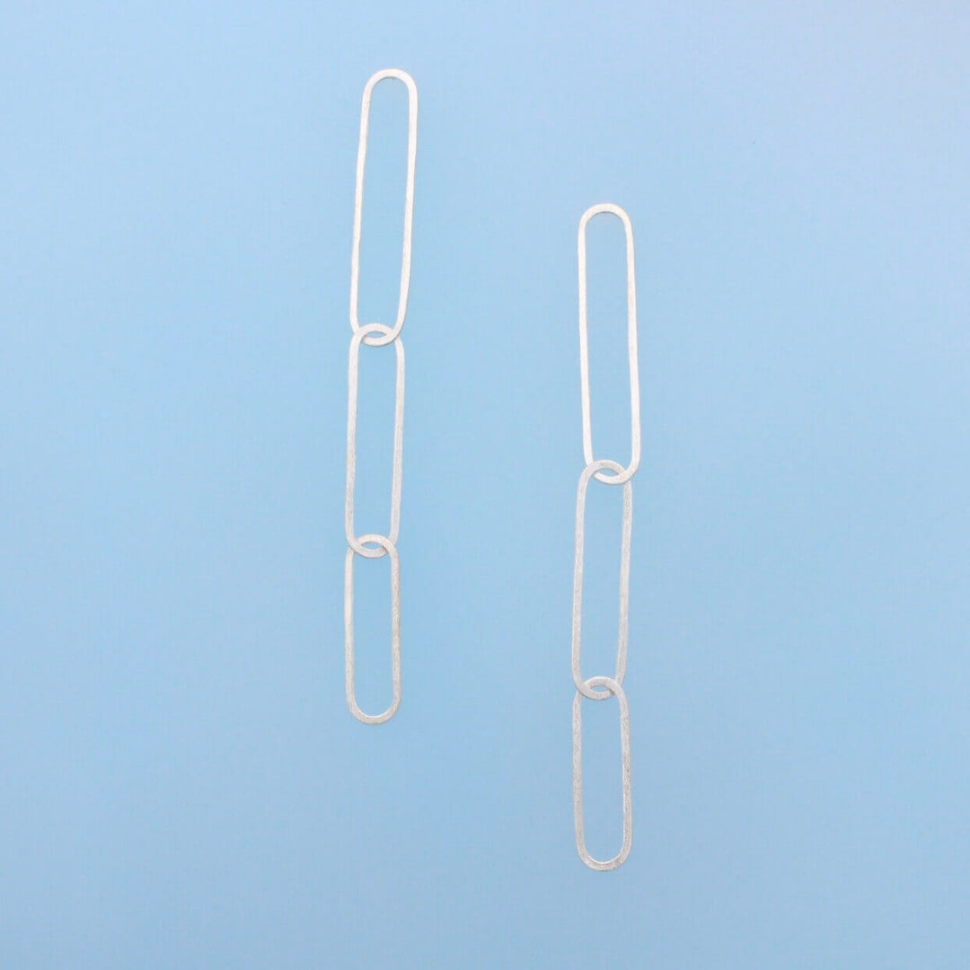 Paperclip drop earrings sterling silver