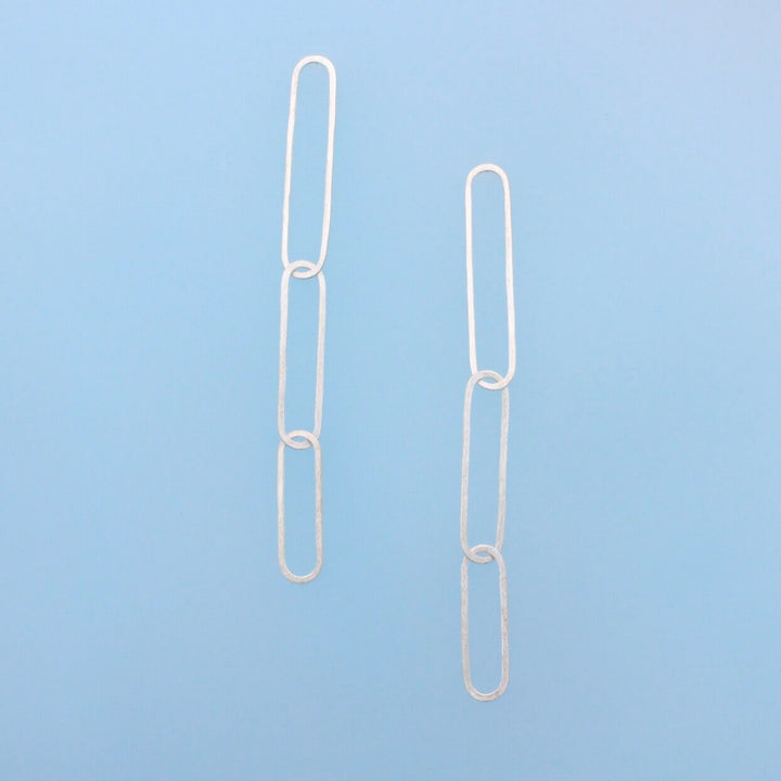 Paperclip drop earrings sterling silver