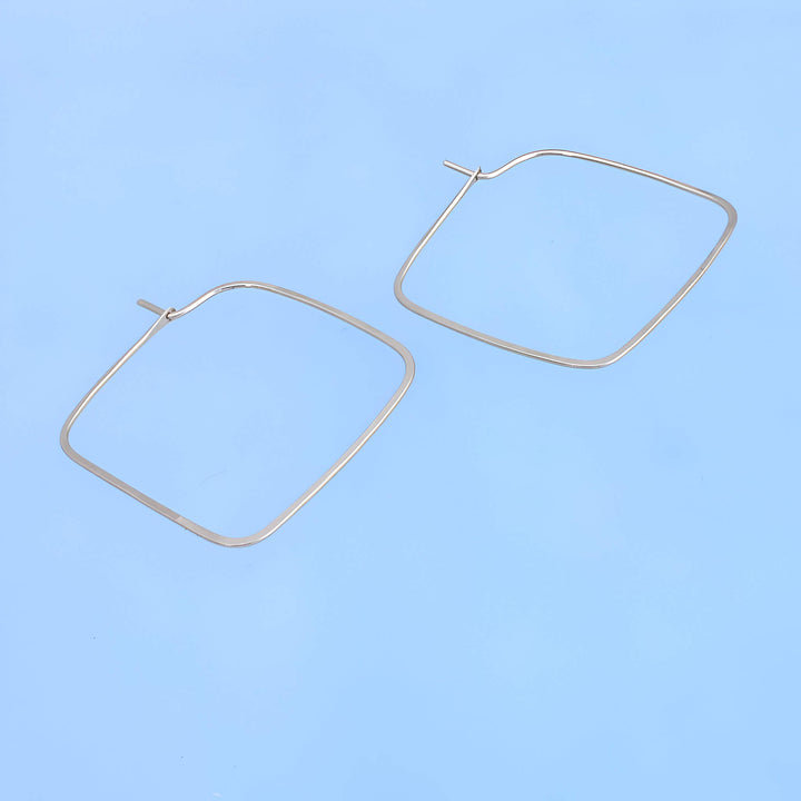 Hammered square hoops with rounded corners 1 inch diameter 