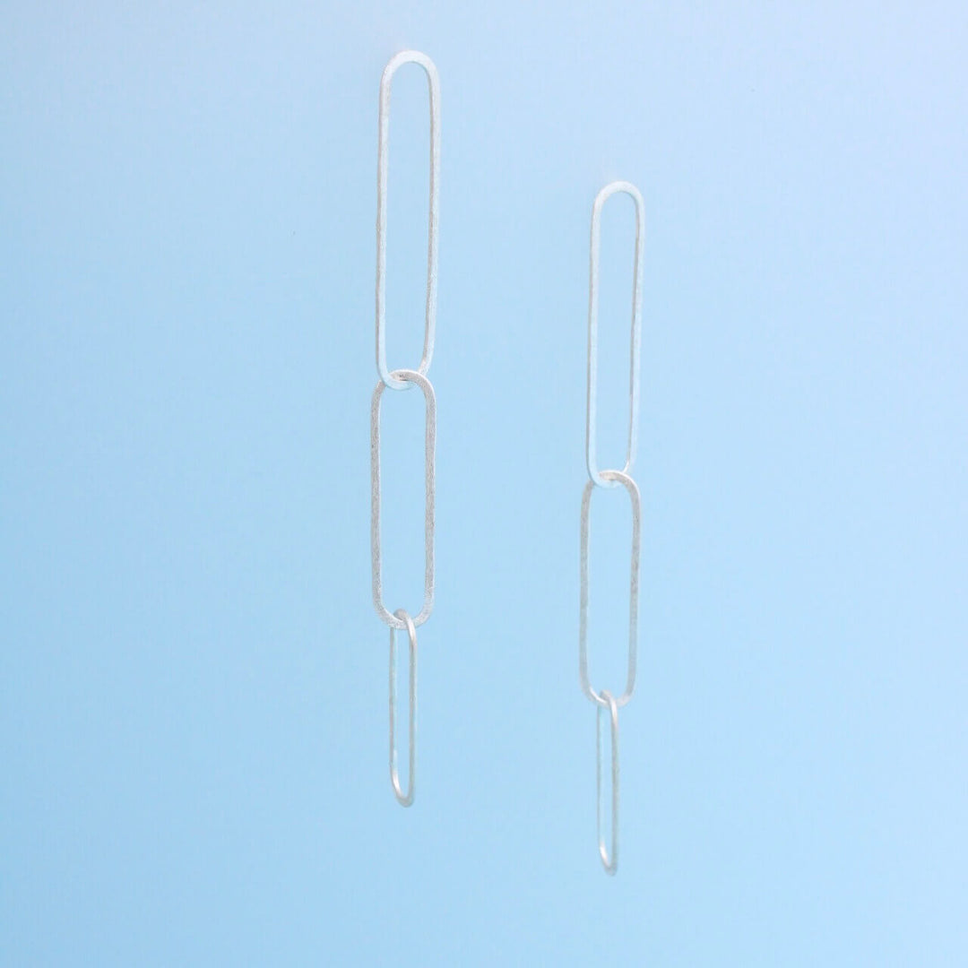 Silver paperclip dangle earrings 