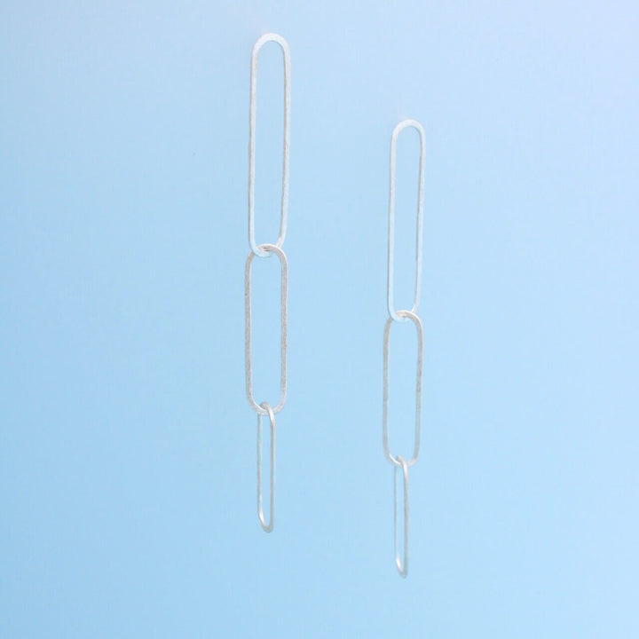 Silver paperclip dangle earrings 